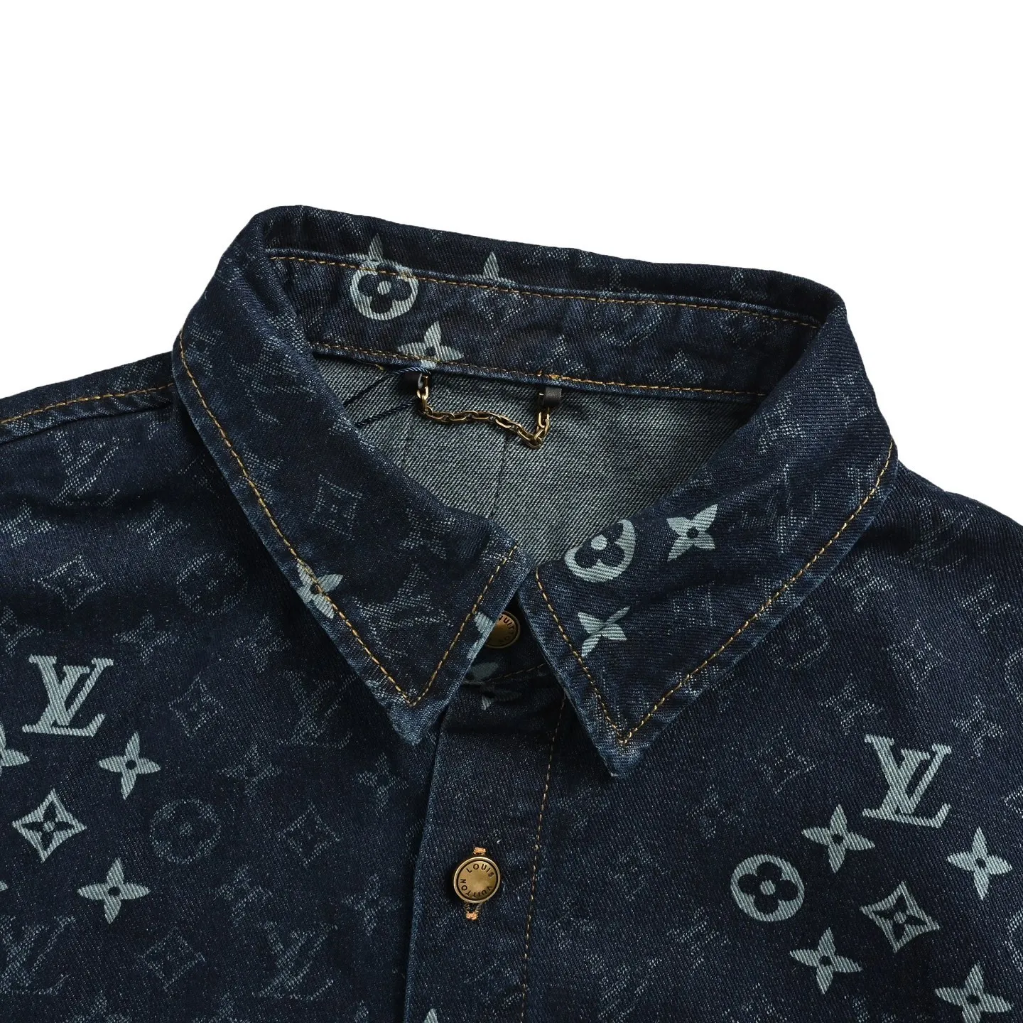 Louis Vuitton/Louis Vuitton 26ss all-over printed presbyopic suit denim short-sleeved shirt